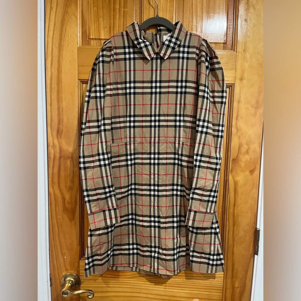 New Burberry Girls' Archive Beige Algodón Cuadros Nova Check Dress Size 12 Years